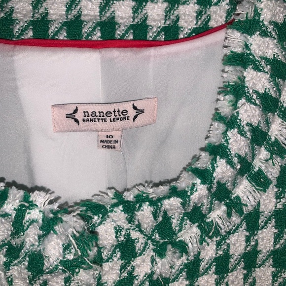 Green and White Houndstooth Jacket - Picture 4 of 5
